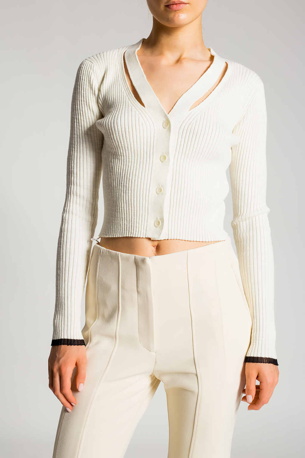 Cut PROENZA SCHOULER WHITE LABEL RIB KNIT CARDIGAN